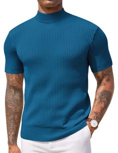 PRICES MAY VARY. 【Soft Fabric】Men's Mock Turtle Neck Sweater made from comfortable, stretchy, lightweight and breathable fabric, well made and not fading, making it easy to wear all day, suitable for all seasons. 【Fashion Design】This men's short-sleeved pullover shirts features with unique half turtleneck design, knitted fabric, ribbed hem, regular fit, solid color, the perfect blend of classic and trendy elements. It is versatile, comfortable, and stylish, making it a great addition to any ward Sweater Short Sleeve, Sports Jackets, Mock Turtleneck Sweater, Black Shorts Men, Brown Shorts, Mock Turtle, Knit Turtleneck, Short Sleeve Sweater, Collar Sweater