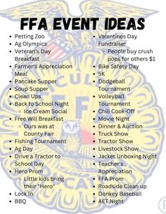 a poster with the words faa event ideas on it and an eagle in the center