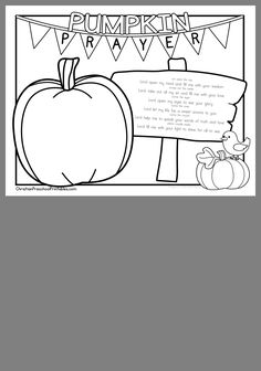 a coloring page with pumpkins and a sign