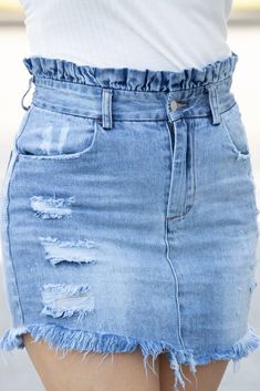 From the fit to that amazing distressing, you cannot go wrong with this skirt!  #denimskirt #miniskirt #highwaisted #springfashion #springoutfit #spring #boutique #style #fashion #outfitgoals #boutiquefashion #onlineshopping #onlineboutique #distresseddenim 90s Fashion Guys, Teen Jackets, 80s Fashion Trends, Quick Fashion, High Waisted Denim Skirt, Queer Fashion, Perfect Denim, Miniskirt Outfits, Fashion Capsule