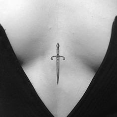 Minimalist Tattoo Swords, Sternum Tattoo Dagger, Dagger Tattoo Sternum, Dagger Tattoo Women, Yes Sir Tattoo, Dagger Sternum Tattoo, Dagger Spine Tattoo, Sa Tattoos, Spqr Tattoo