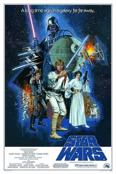 a movie poster for star wars with characters from the film, including darth vader and