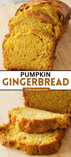 This pumpkin gingerbread is just amazing! So fluffy, with the right amount of spices and a caramelized crust. It is really simple to prepare and does not require a blender or stand mixer. Gingerbread Pumpkin Bread, Pumpkin Gingerbread Loaf, Pumpkin Gingerbread Cookies, Pumpkin Gingerbread Muffins, Gingerbread Bread, Loaf Breads, Pumpkin Gingerbread, Oatmeal Cookies Chewy