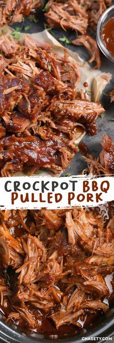 the crockpot bbq pulled pork is ready to be cooked in the oven