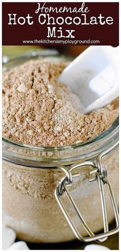 homemade hot chocolate mix in a glass jar