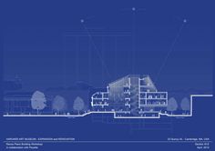 an architectural drawing of a building with blueprint