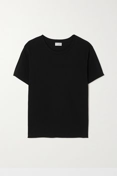 A well-curated closet should include a quality T-shirt that looks great solo or layered underneath blazers. SAINT LAURENT's one has been made in Italy from breathable cotton-jersey with a soft handle and has a classic round neckline. All Saints Tshirt Women, Black Luxury T-shirt, Simple Black Tops For Women, Luxury Timeless Slim Fit Shirt, T Shirt Yves Saint Laurent, Yves Saint Laurent Tshirt, Plane Black T Shirt, School Dr, Saint Laurent Shirt