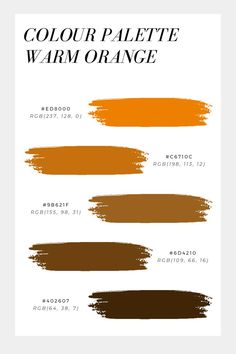 the different shades of paint that are used to create an orange and brown color scheme