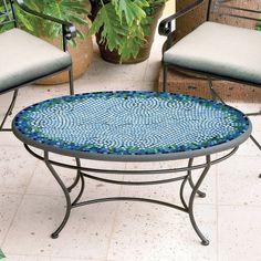 Belize Mosaic Coffee Table - Oval-Iron Accents Mosaic Garden Coffee Table, Round Mosaic Table, Mosaic Table Top Designs Rectangle, Mosaic Round Table Top, Mosaic Table Top Designs Square, Coffee Table Redo, Mosaic Patio Table, Mosaic Tile Table, Grout Sealer