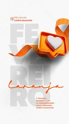 an orange ribbon with a heart in it on the cover of a magazine or brochure