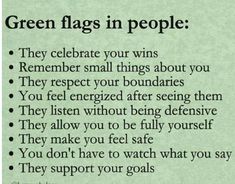 a poem written in green with the words'green flags in people'on it