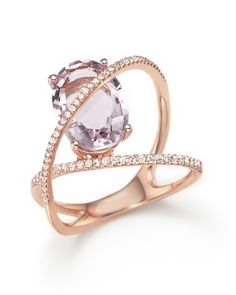 Amethyst and Diamond Statement Ring in 14K Rose Gold - Exclusive Statement Rings Diamond, Antique Engagement Ring, Fine Gold Jewelry, Long Pearl Necklaces, Pearl Jewelry Necklace, Exclusive Jewelry, Rose Gold Jewelry, Gold Jewellery Design, Engagement Rings Sapphire