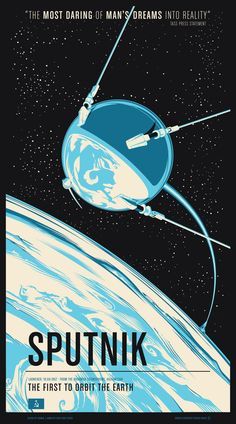 the poster for sputnik shows an image of saturn and its satellites in orbit