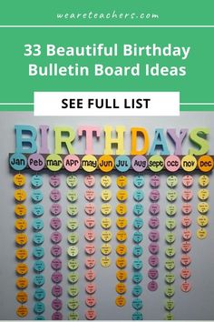 a birthday bulletin board with the words happy birthday written on it