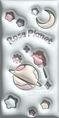 a cookie sheet with the words rose planet on it and various cookies in different shapes