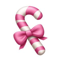 a pink and white candy cane with a large bow on it's end,