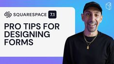 a man in black shirt and cap standing next to a sign that says pro tips for designing forms