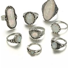 Never Worn. Some Are Adjustable. Super Cute! Antique Ring Settings, Bohemian Style Rings, Bohemian Jewels, Antique Rings Vintage, Rings Sets, Color Rings, Ring Sets Boho, Antique Silver Rings, Silver Ring Set