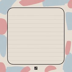 a piece of lined paper with pink and blue shapes