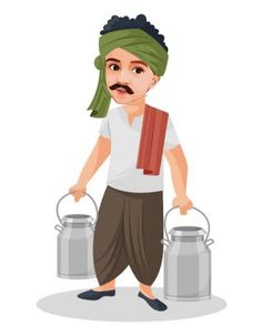 a man with a turban holding two buckets