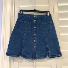 Size: Small Bottom Up Jean Skirt With Scalloped Bottom Never Worn Nwot Jean Skirts, 2024 Christmas, Gift List, Jean Skirt, Above The Knee, Mid Length, Fashion Inspo Outfits, Birthday Gift, Womens Skirt