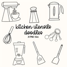 the kitchen utensils doodles