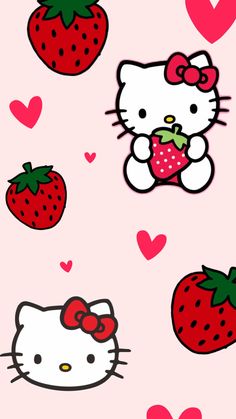 hello kitty wallpaper with strawberries and strawberrys