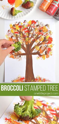 this broccoli stamped tree is an easy fall craft for kids