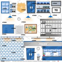 a police station is shown in blue and white, with instructions on how to use it