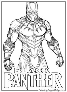 the black panther coloring page is shown in this image, it looks like he's ready