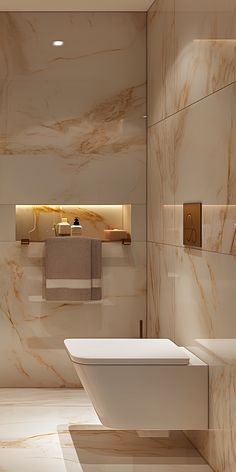 a modern bathroom with marble walls and floor