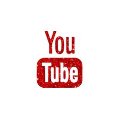 a red youtube logo with the words you tube on it's left side in front of a white background