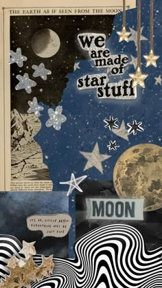 an altered collage with stars and moon