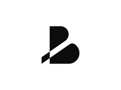 a black and white logo with the letter b