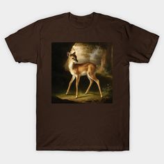 a brown t - shirt with a painting of a deer