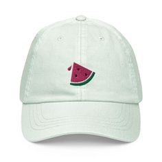 Quick, someone get Harry Styles on the phone! Ask if he likes this design! Everyone hopes for a summer as juicy as a nice, ripe watermelon, and with this hat, you're halfway there! Sort of. Cute and classic summer motif means that you will have a cute addition to any summer outfit this year. Embroidery is machine-finished for a professional, polished look. ABOUT THE PHYSICAL PRODUCT Classic cap shape features a curved visor with a high-quality adjustable buckle strap. Hat panels are unstructured Year Embroidery, Ripe Watermelon, Halfway There, Pastel Mint, On The Phone, Comfy Sweaters, Cute Hats, Dad Hat, Polished Look