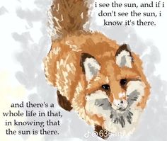 a painting of a fox with the words, and there's a whole life in that