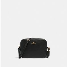 Authentic Coach Crossbody. Black With Gold Fixtures. 7 1/4" (L) X 5 1/4" (H) X 2" (H) Coach Camera Bag, Easy Silhouette, Gold Fixtures, Coach Crossbody Purse, Drawstring Bucket Bag, Coach Outlet, Mini Camera, Coach Crossbody, Crossbody Messenger Bag