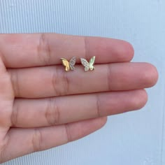 Details: Butterfly Stud Earrings 14k gold & diamonds 3mm Earrings Studs, Butterfly Studs Earrings, Cute Simple Earrings Gold, Small Butterfly Earrings Gold, Simple Studs Gold, Small Butterfly Earrings, Small Gold Stud Earrings, Gold Butterfly Earrings Studs, Small Gold Earrings Studs Simple