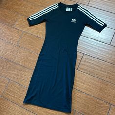 Size Xs - Never Worn Sporty Fitted Dress For Spring, Fitted Sporty Dress For Spring, Sporty Short Sleeve Fitted Dress, Sporty Fitted Knee-length Dress, Sporty Black Dress For Spring, Adidas Spring Dresses, Casual Black Bodycon Dress For Spring, Summer Stretch Adidas Dresses, Casual Adidas Mini Dress For Spring