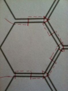 the lines are drawn on top of each other in order to make it look like hexagonal structures