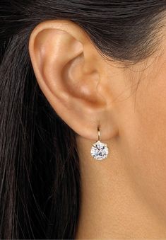 Simply sparkling. These round cubic zirconia stud earrings can be worn with everything from jeans to cocktail dresses. They showcase glistening round Platinum Credit Card, Round Solitaire, Gift Card Number, Drawstring Pouch, Cocktail Dresses, Accessories Shop, Jewelry Shop, Cubic Zirconia, Platinum