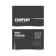 a business card with a qr code on the front and back, in black and white