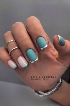 Silver French Tips, Subtle Nails, Sweater Nails, Green Nail, Lines On Nails, Blush Nails, White Nail, French Tips