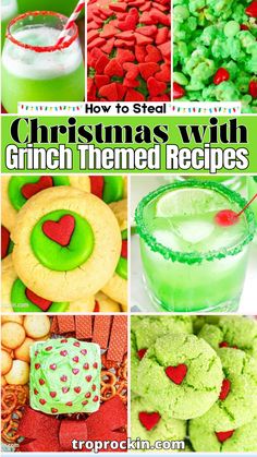 christmas treats with grin - themed recipes are featured in this collage for the holiday season