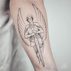 Top 100 Best St Michael Tattoos For Women - Saint Design Ideas Angel Tattoo For Women, Angel Sketch, The Archangels, Angel Tattoo Designs, Angel Warrior