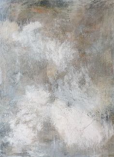 an abstract painting with white and grey colors