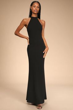 Black Maxi Dress - Halter Maxi Dress - Mermaid Maxi Dress - Lulus Gorgeous Black Dress, Mermaid Maxi Dress, Dress Graduation, Black Tie Dress, Black Halter Dress, Formal Dresses Gowns, Black Halter, Dresses 2024, Halter Maxi Dresses