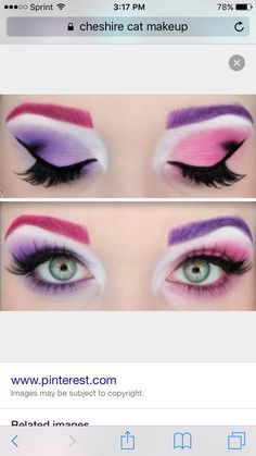 Cheshire Cat Fancy Dress, Cat Eye Makeup Halloween, Chesire Cat Costume, Cheshire Cat Cosplay, Cheshire Cat Makeup, Cheshire Cat Halloween, Pink Halloween Costumes, Alice In Wonderland Makeup, Wonderland Makeup