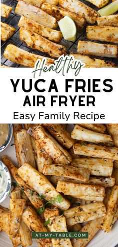 Vegan Yuca Fries made in the air fryer, served with creamy dipping sauce. A delicious plant-based and gluten-free snack. Yucca Recipe, Yuca Fries, Healthy Family, Real Ingredients, Healthy Meals For Kids, Easy Meal Prep, Healthy Families